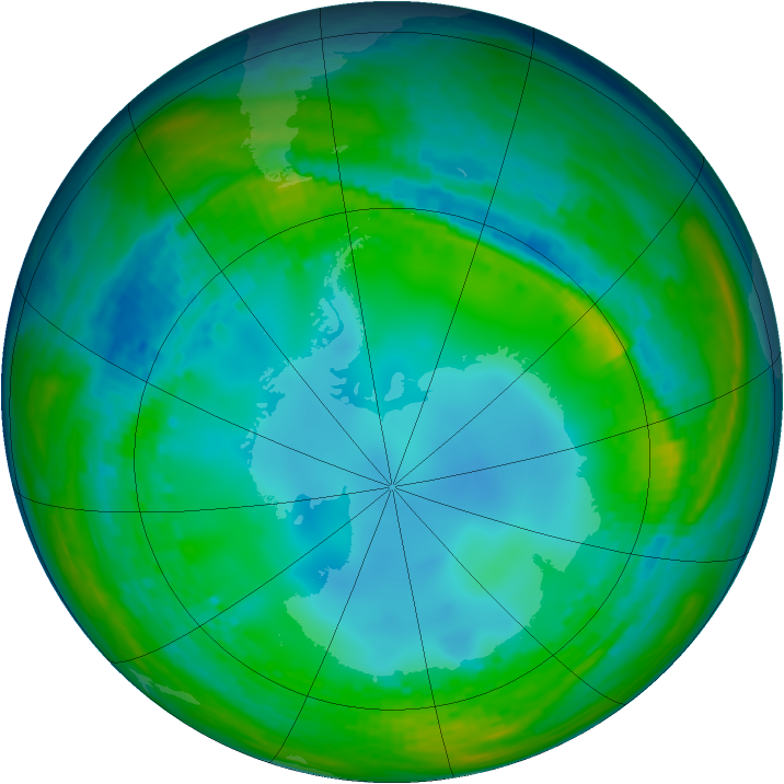 Antarctic ozone map for 24 July 2004